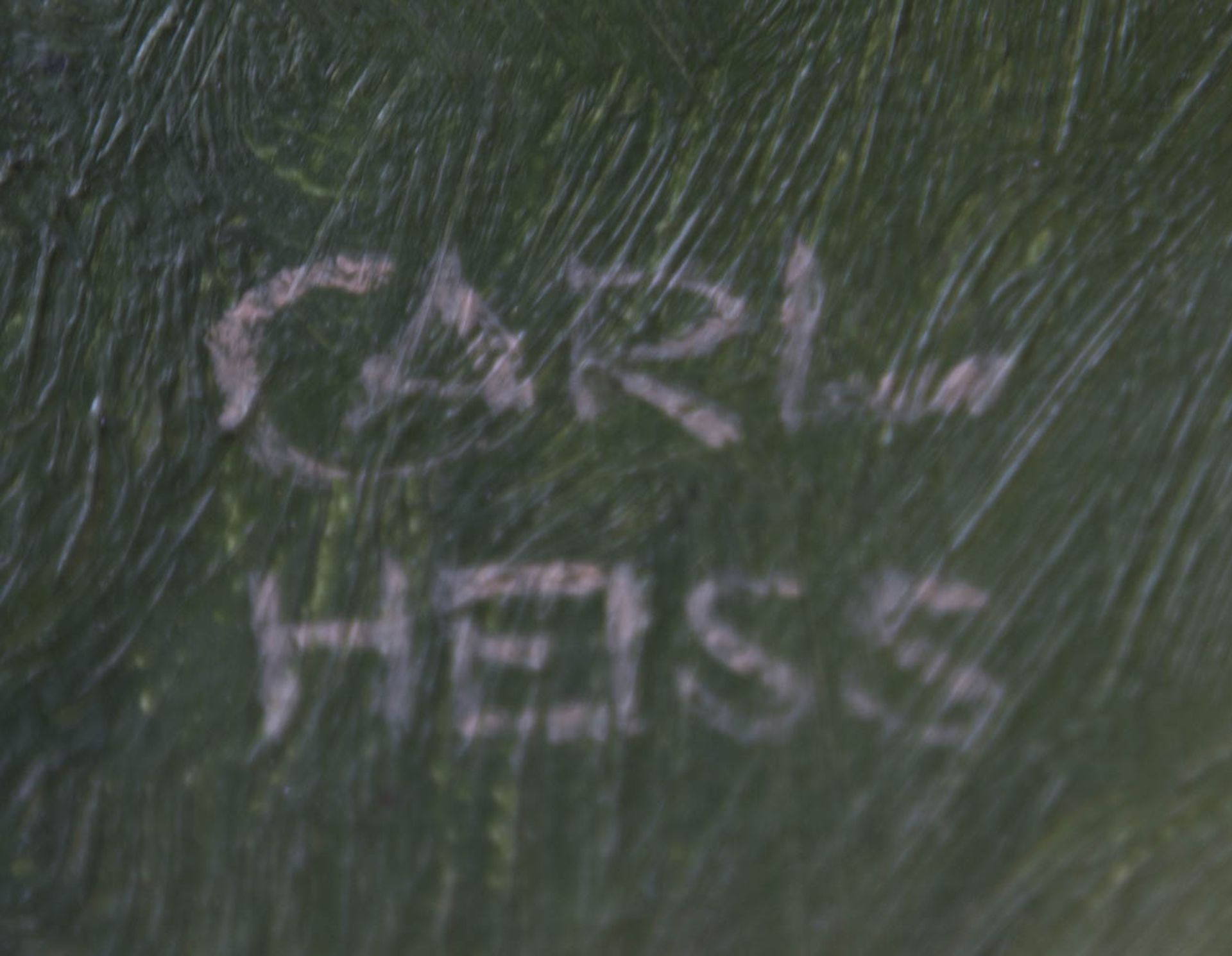 Carl Heiss, Mädchen mit Blumen, Öl auf Leinwand.Holzrahmen beschädig, Leinwand weist kleine - Bild 3 aus 6