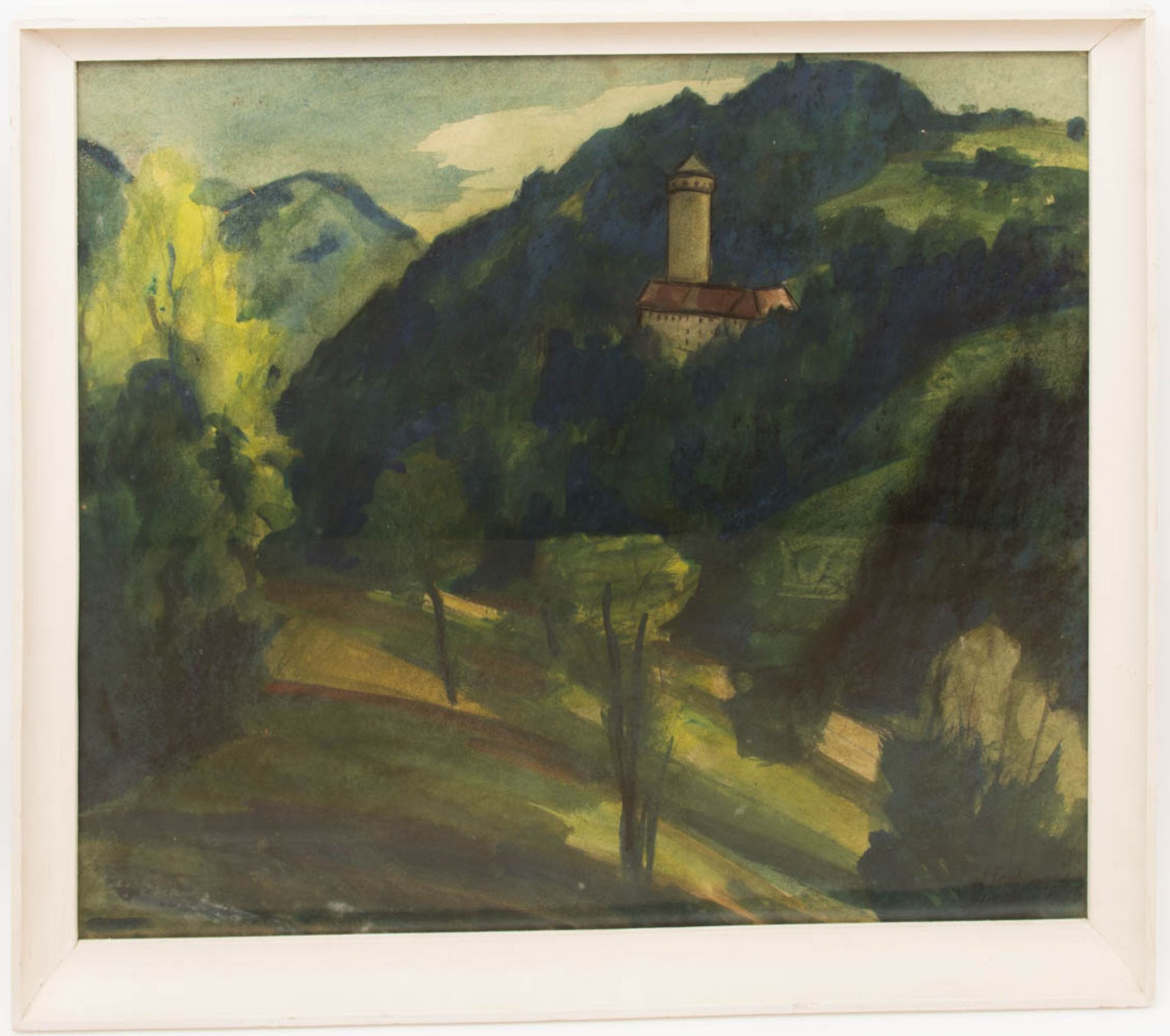 Hans Kobinger, Ansicht auf Burg Wildberg, Mischtechnik auf Papier, 20. Jh.Hans Kobinger (1892 -