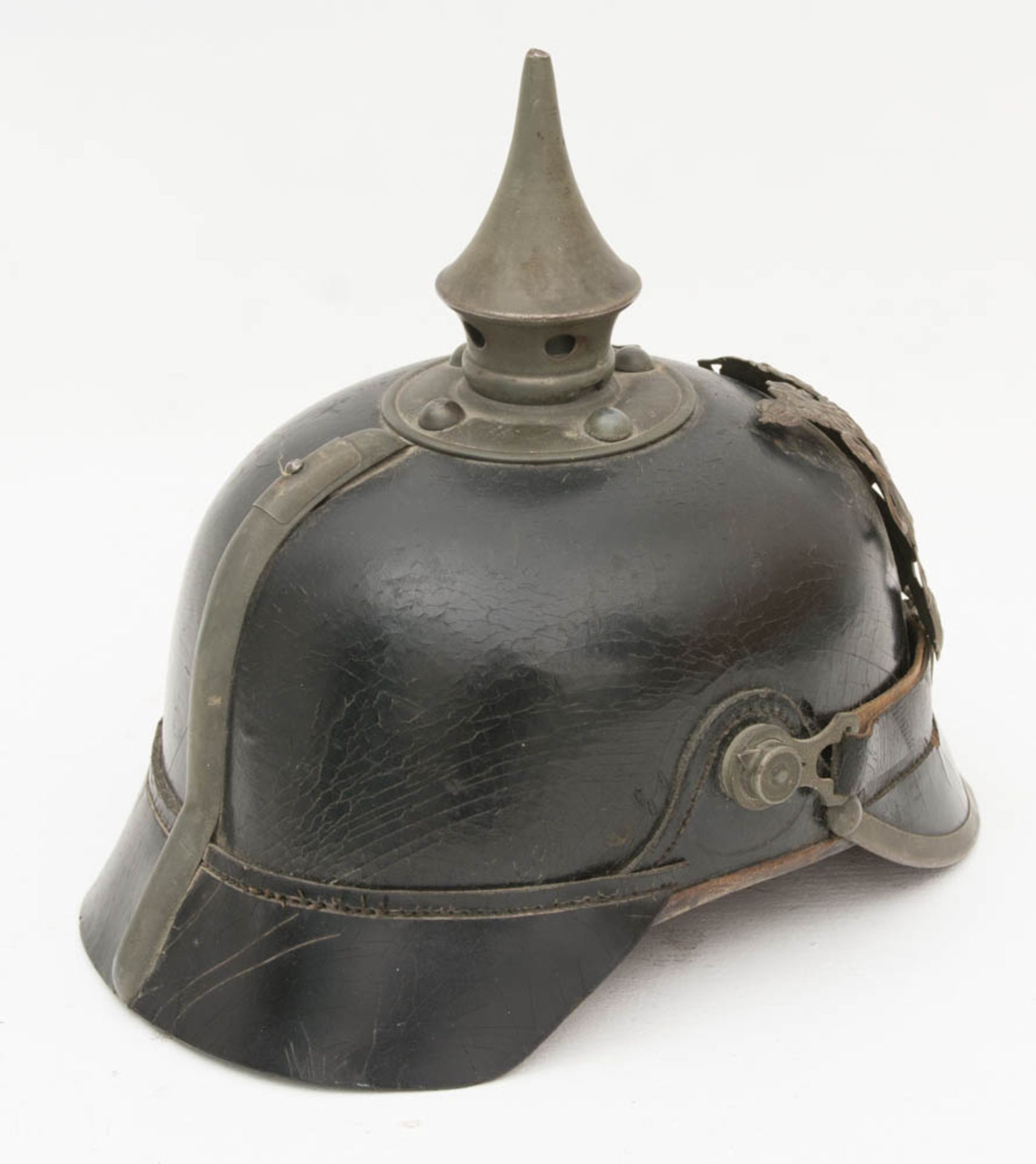 Pickelhaube Linieninfanterie-Regiment, Württemberg I. WK.Gebrauchs- und Altersspuren. - Bild 4 aus 9