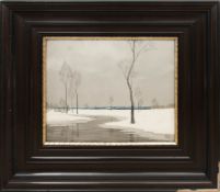 Ernst Durn, Winterlandschaft, Druck, 1919.Hinter Glas, Holzrahmen leicht beschädigt.50 x 43 cm
