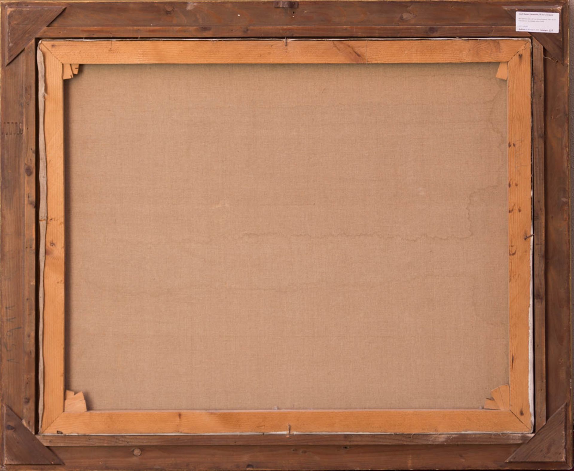 Josef Burger, Heuernte, Öl auf Leinwand.Holzrahmen beschädigt, siehe Fotos.118 x 97 cm m.R.100 x - Bild 6 aus 6