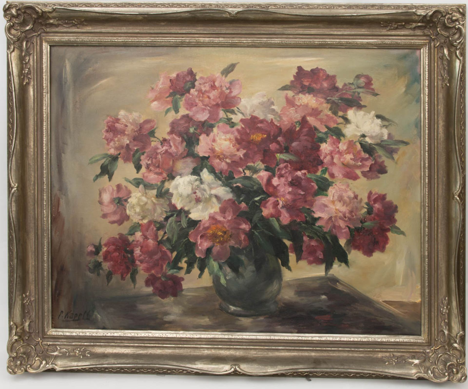 Philip Kappel, Blumenstillleben, Öl auf Leinwand, 20. Jh.Philip Kappel (1901 - 1981).Gerahmt im