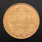 10 Franken Helvetia 1915, 900er Feingold.900er Feingold.3,3 g.