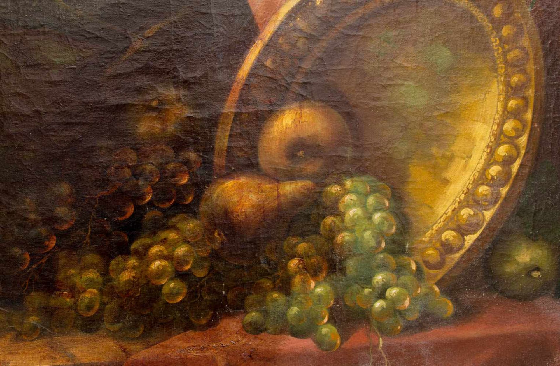 Früchtestillleben im Jugendstil Rahmen, Öl auf Leinwand, hinten bez. mit „Egert München 1903“.94 x - Bild 2 aus 5