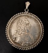 Medaille in Talergröße, Friedrich Karl von Brandenburg Bayreuth 1726. Gefasst.