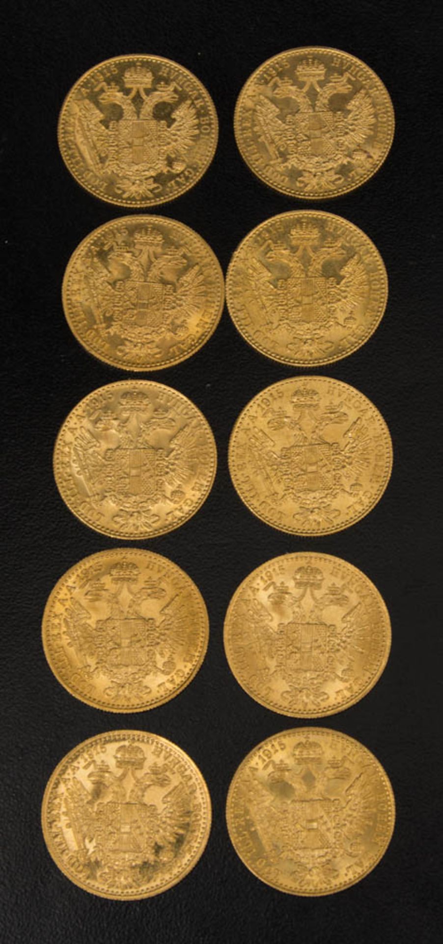 9 Franz Josef Dukaten, Einfach.986er Gold,10 Kronen Corona, sehr guter Zustand.