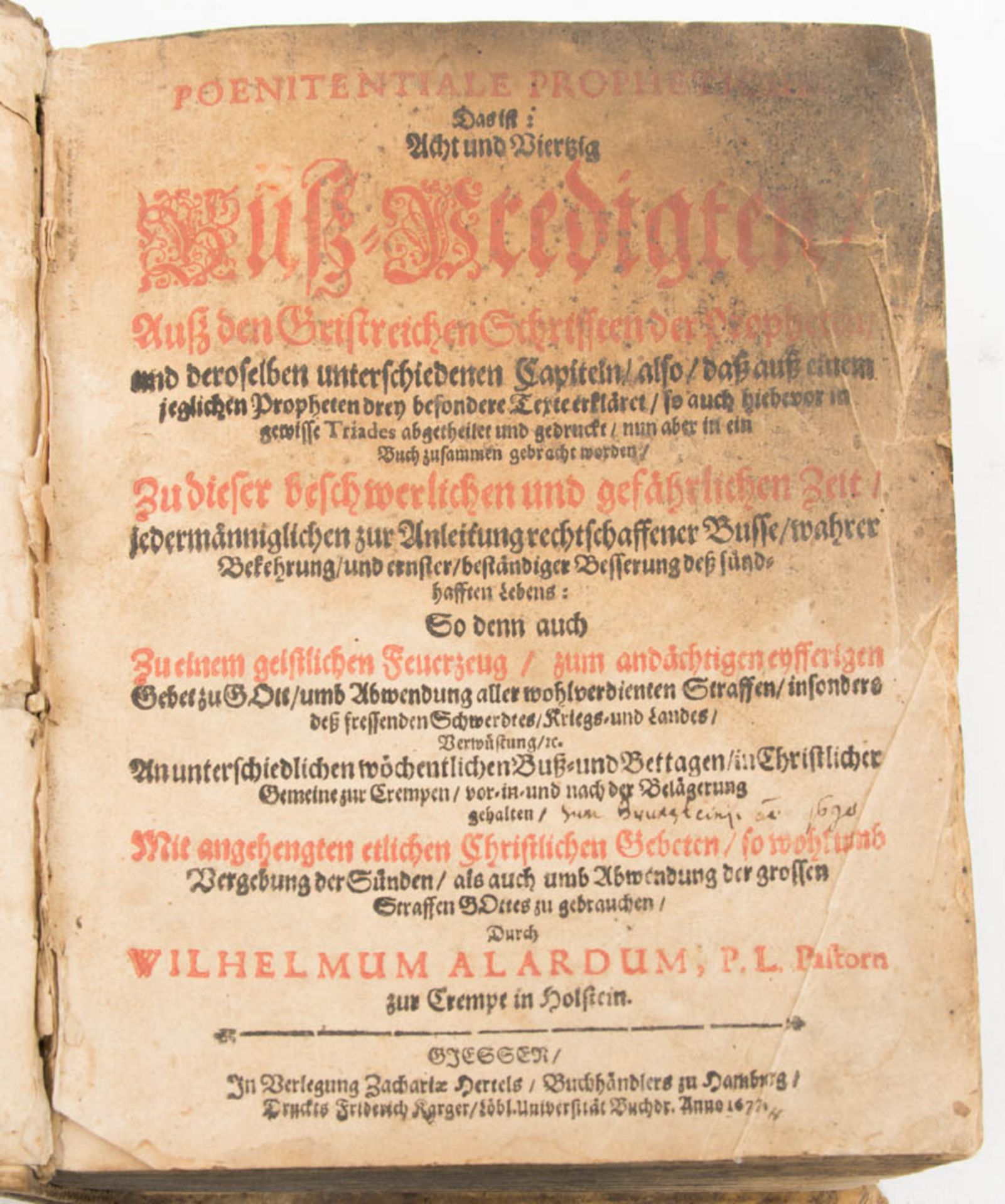 Poenitentiale Propheticum von Wilhelmum Alardum in Crempe in Holstein, 1677.In Verlegung Zachariae - Bild 6 aus 6