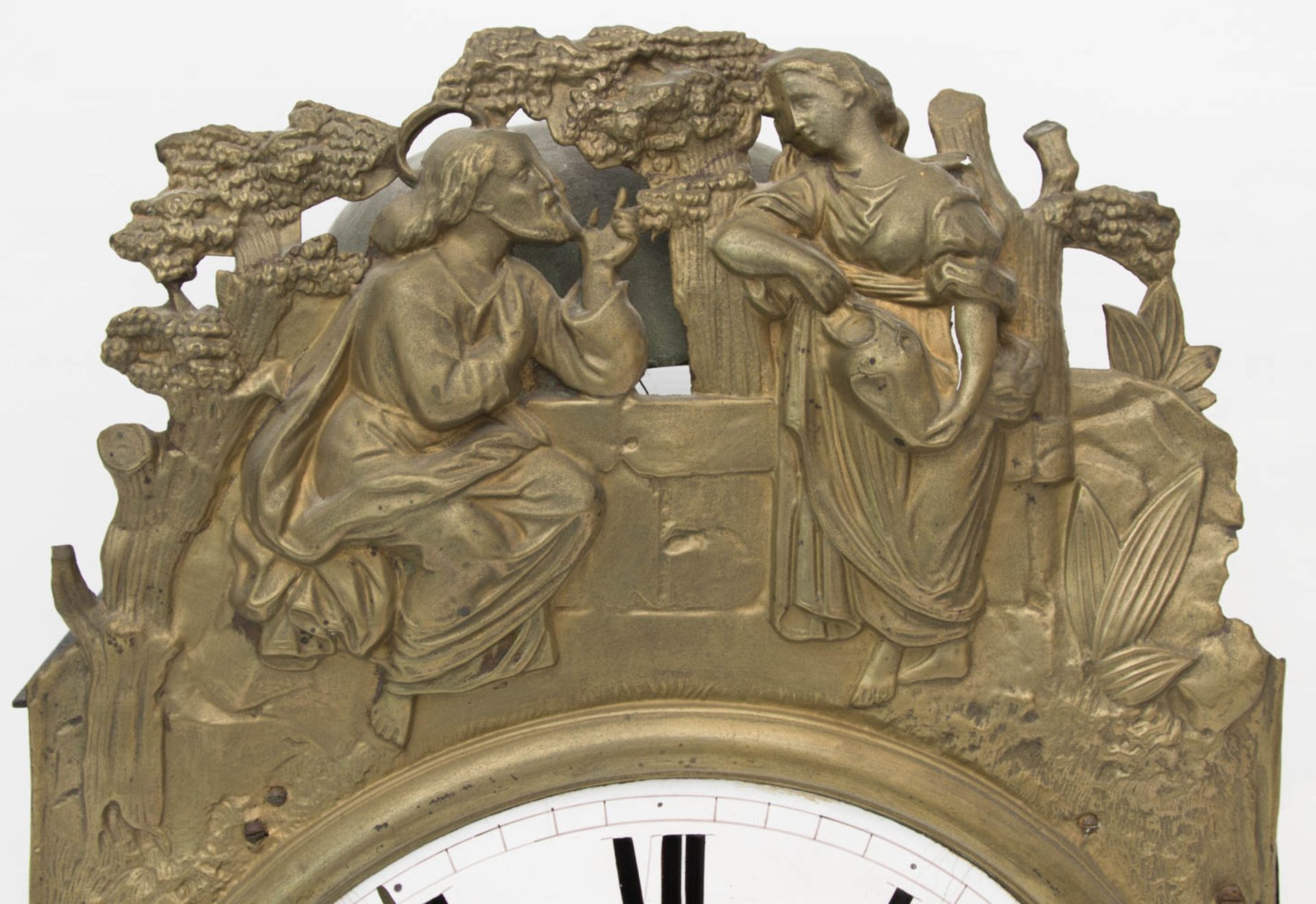 Französische Wanduhr, mit Messingbeschlag.Auf dem Ziffernblatt beschriftet mit David - A Rive de - Bild 5 aus 7