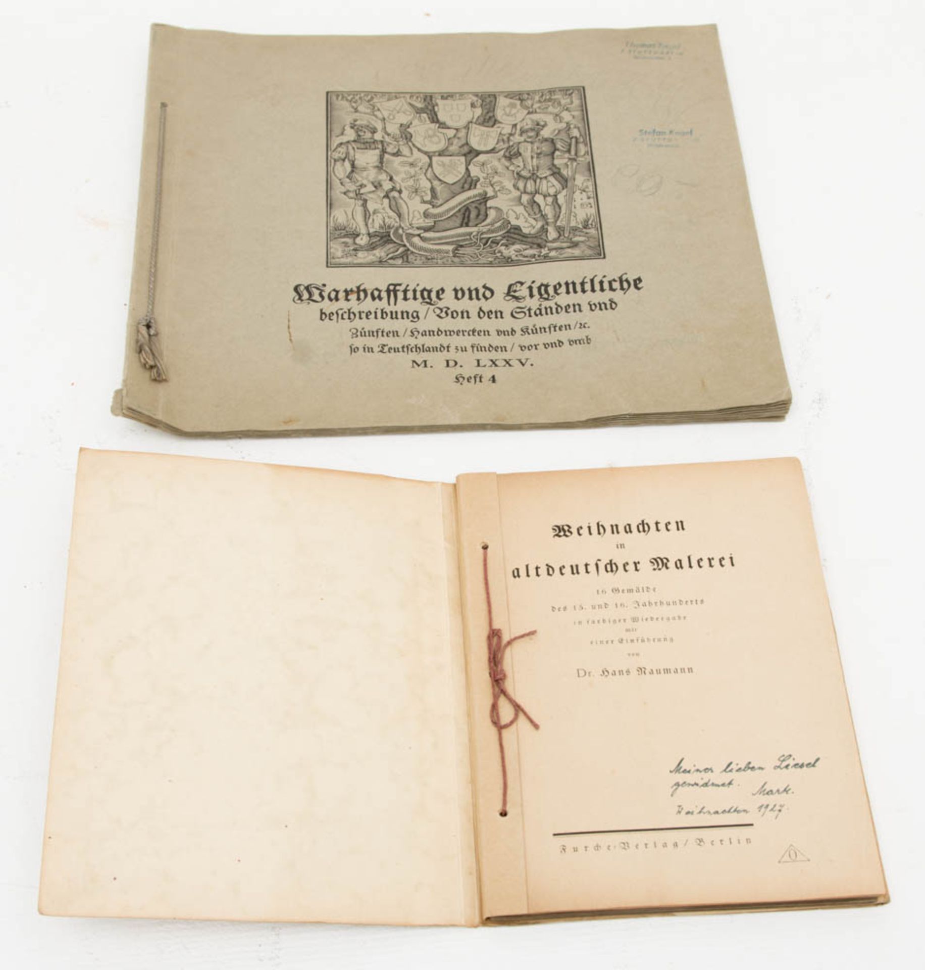 2 antiquarische Bücher.Weihnachten in altdeutscher Malerei, 1918, Furche-Verlag.Warhaftige und