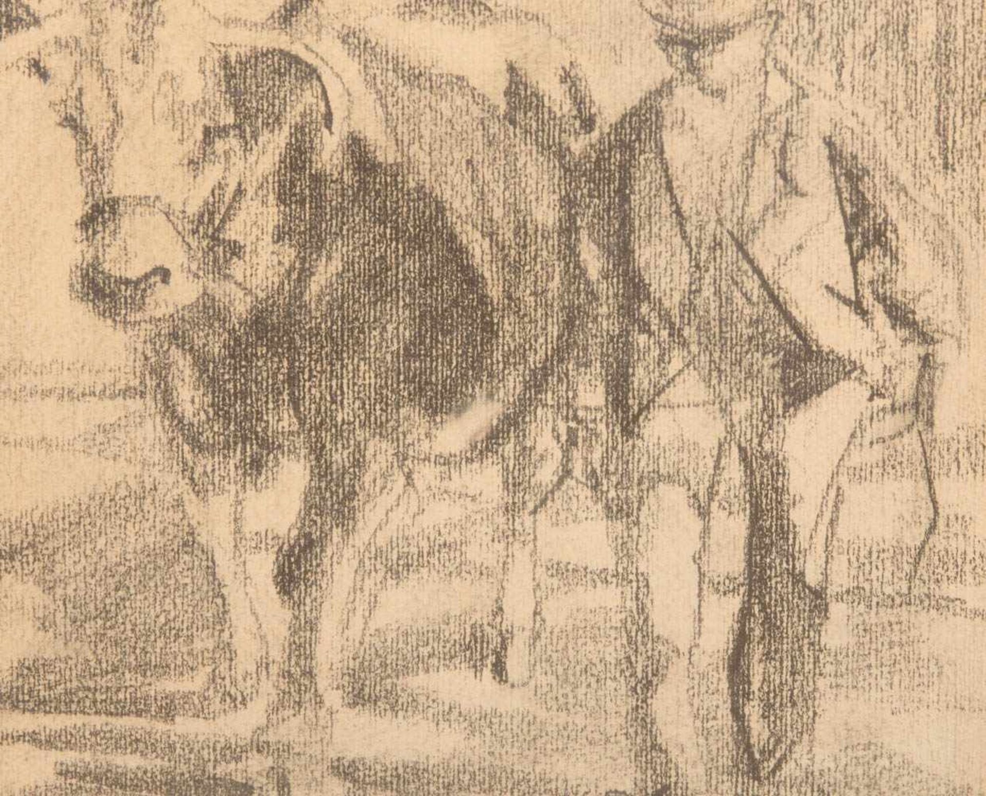 Willy Zügel, Bauer mit Kuh, Blei auf Papier, Deutschland 20. Jh.Willy Zügel (1876 - 1950).
