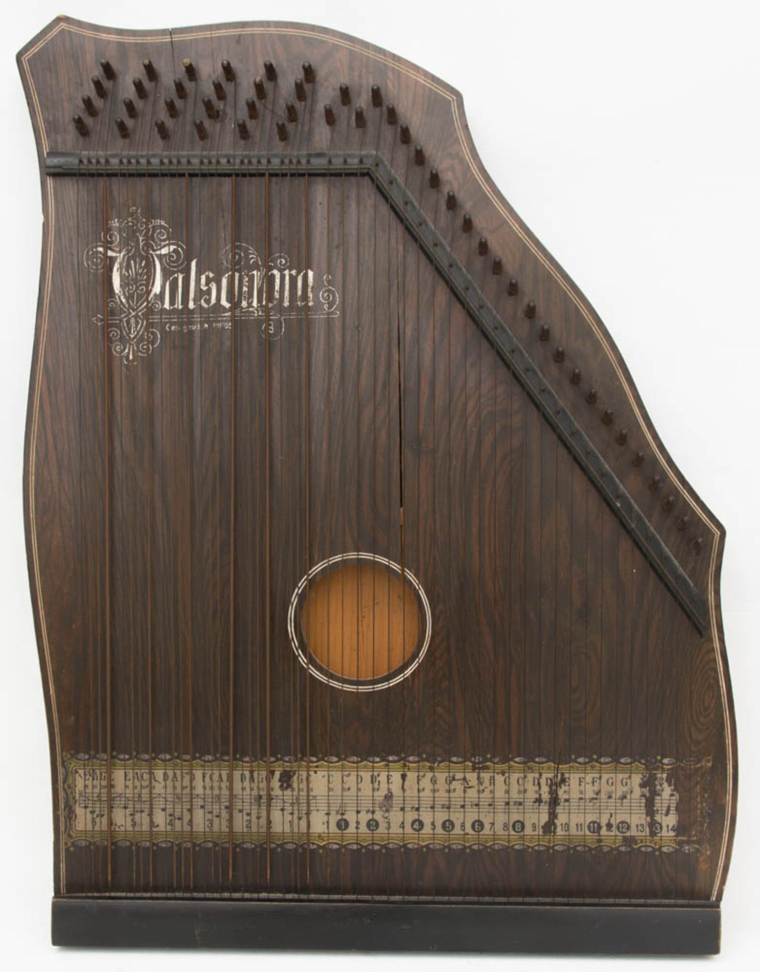 Valsonora Zither, 1900.Maße: 39 x 54 cm.