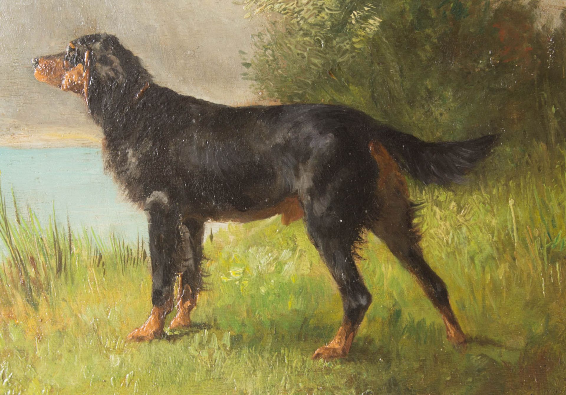 Monogrammist C.V., Hundeportrait, Öl auf Holz, 19. Jh. - Bild 2 aus 5