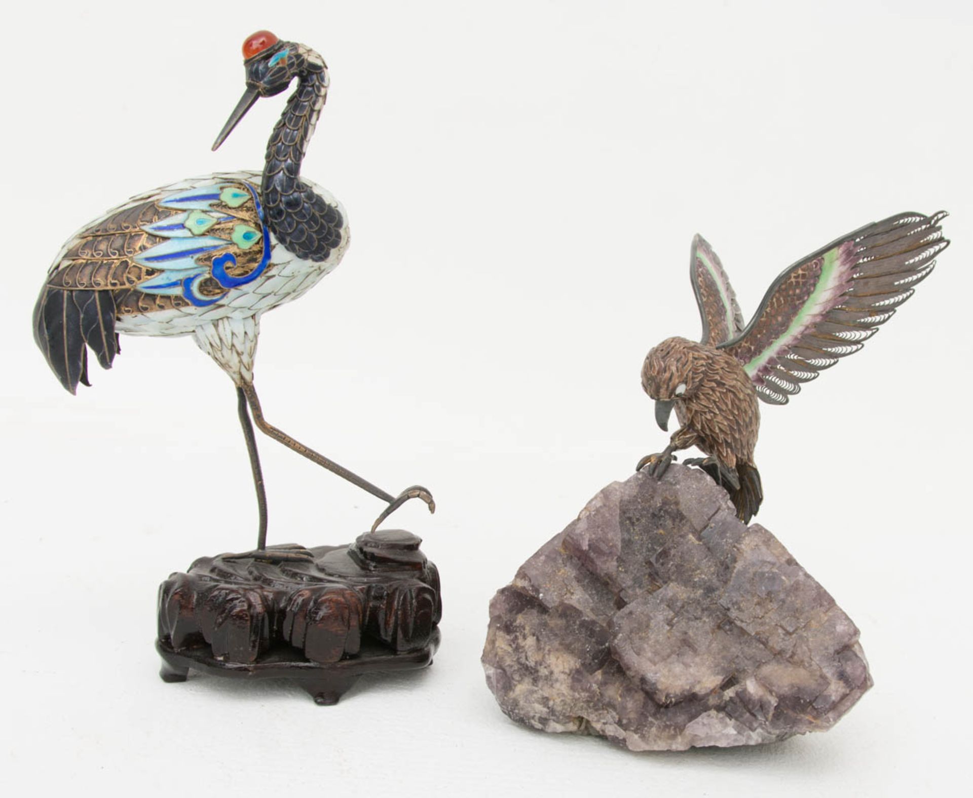 Umfangreiches Vogel - Konvolut, Cloisonée, Stein, Silber und Holz. - Image 3 of 6