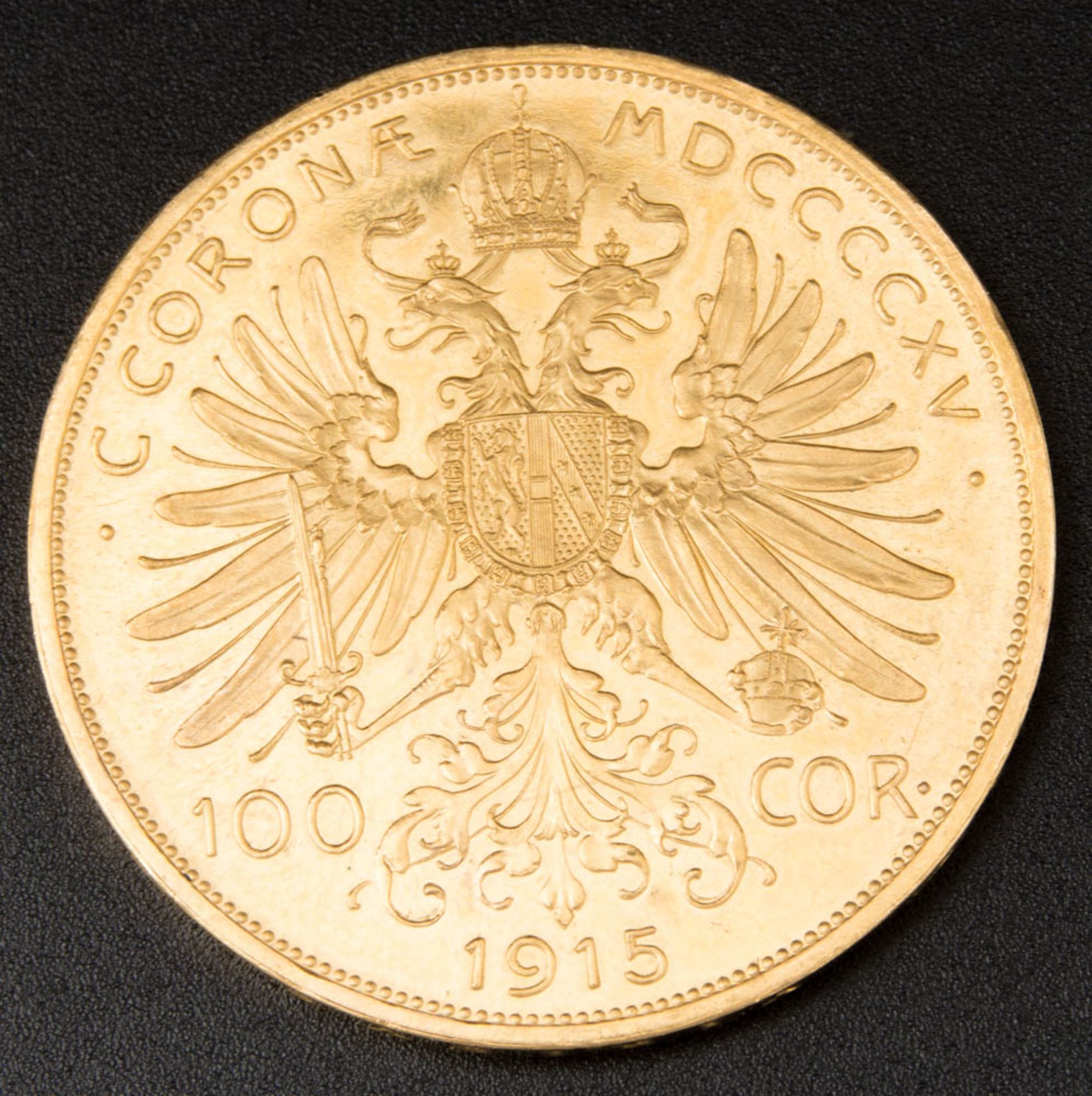 Österreich 100 Kronen Corona Goldmünze 1915 Anlageprägung der Münze Österreich. - Bild 2 aus 2