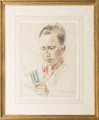 H. Hegemann (?), Lesender Herr, Aquarell auf Bütte, 20. Jh.