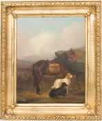 Colin Graeme, Hunde und Pferd in schottischer Landschaft, Öl auf Leinwand, 19. Jh.