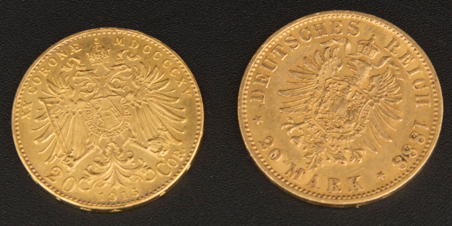 Deutsches Reich 1888 20 Mark und 20 Kronen Münze. - Bild 2 aus 2