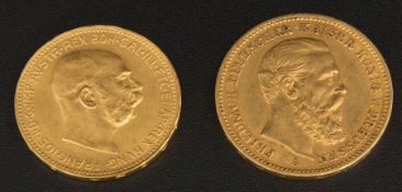 Deutsches Reich 1888 20 Mark und 20 Kronen Münze.