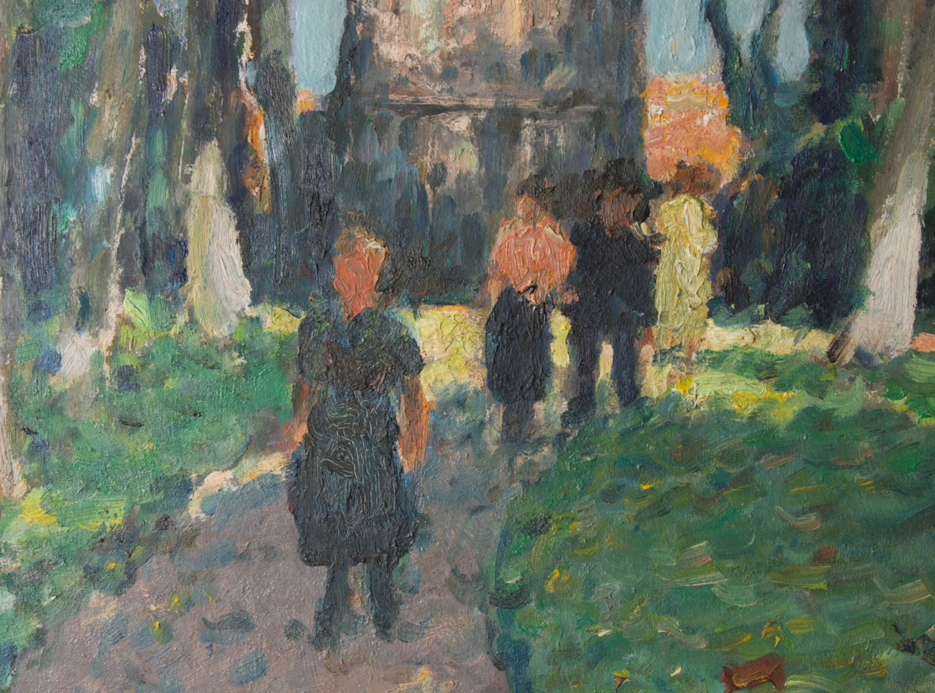 Otto Thiele, Impressionistischer Spaziergang, Öl auf Holz, 20. Jh. - Bild 3 aus 6