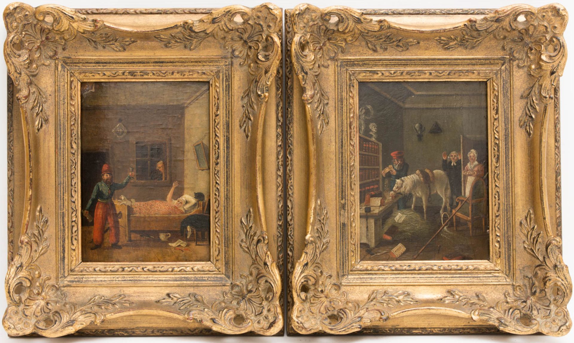Ulbricht Johann Phillipp, Paar Humorvolle Szenen, Öl auf Holz, Mitte 18. Jh.