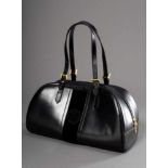 Roberta ladies handbag in black leather/velvet, 20x38x19cm, slight signs of use