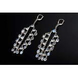 Pair of silver 925 Chandelier earrings with moonstone cabochons, 10,2g, 8,8x2,4cm