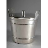 Ice bucket in barrel shape, Teghini/Florence, silver plated, h. 20cm