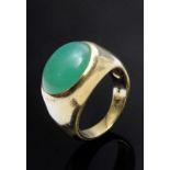 GG 585 Band ring with chrysoprase cabochon, 6,2g, size 44,5, evidence of use