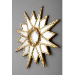 Small Midcentury mirror "Star", wood and plaster, gold plated, 48x46cm, small defects