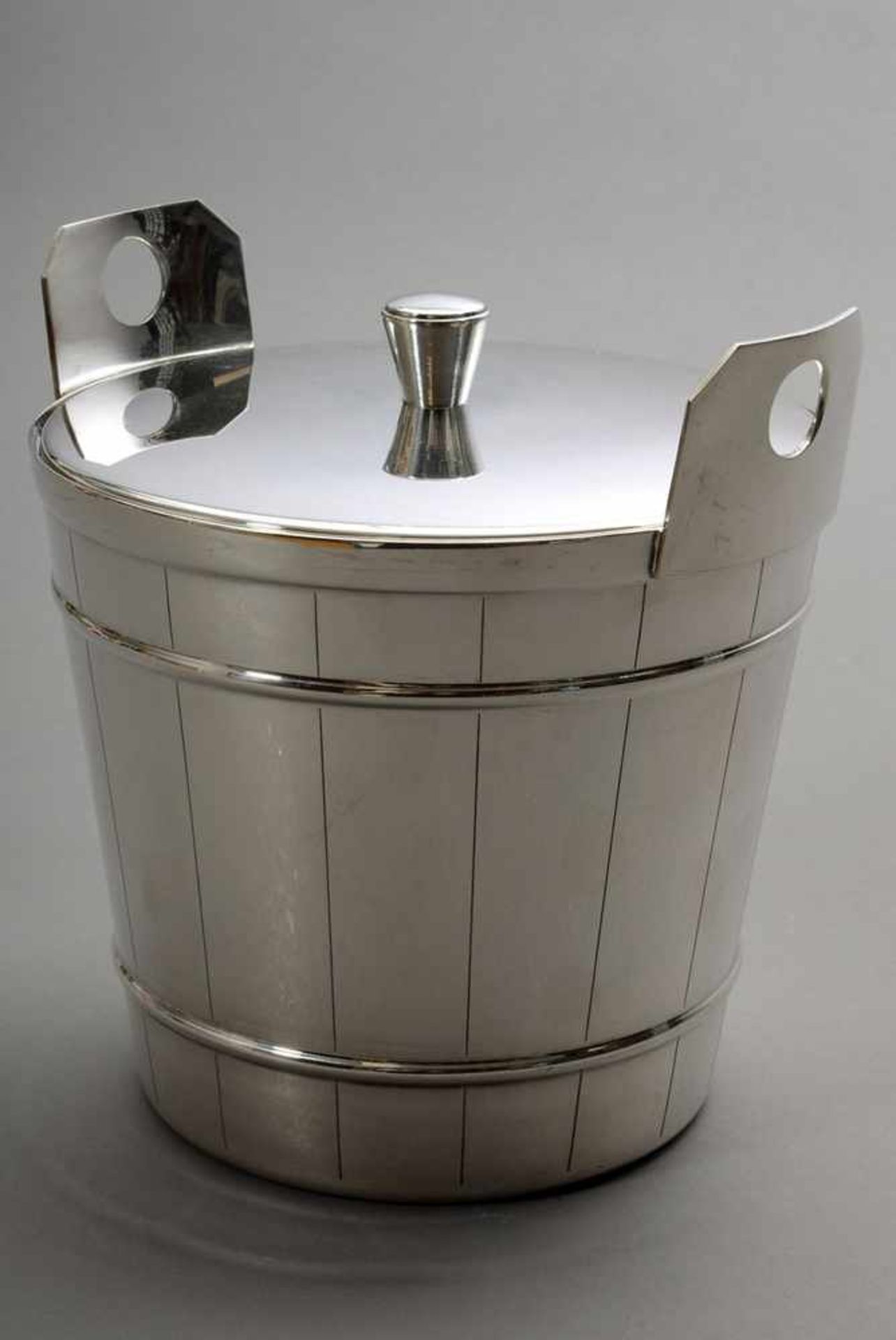 Ice bucket in barrel shape, Teghini/Florence, silver plated, h. 20cm - Image 2 of 5