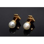 Classic cultured pearl earrings, GG 585, 2,2g, Ø 6mm<