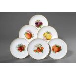 6 KPM fruit plate with gold rim, anniversary stamp 1913, Ø 18,5cm<