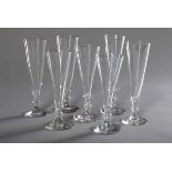 7 Various champagne glasses with double Nodus, h. 17-19,5cm