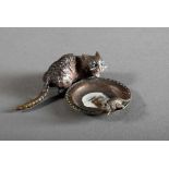 Vienna bronze miniature "cat and mouse", unstamped, 1,5x5x5cm, painting rubbed