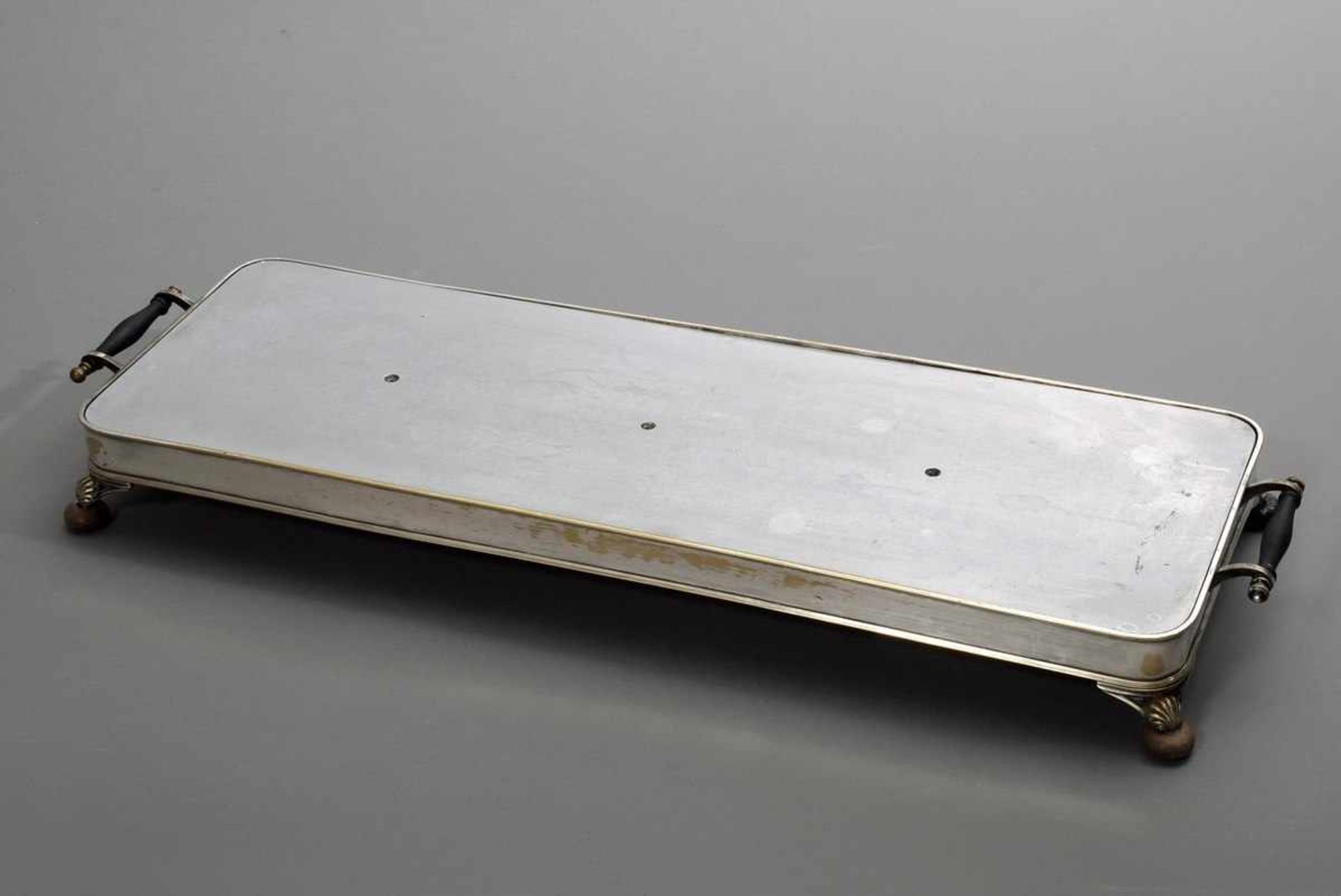 Elongated rechaud, silver plated with aluminium insert, 7x71x23,5cm, missing burner