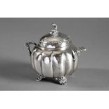 Italian pumpkin shaped box with side handles, silver 800, 159g, h. 9,5cm, pressure mark