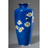Japanese cloisonné vase "flowers" on blue background, 20th century, h. 26cm<