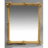 Small gold plated mirror with frame in neo rococo style, 57x47cm, small defects