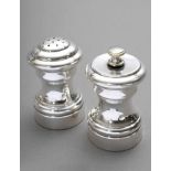 2 Parts modern pepper mill and salt shaker, silver 925, 150g, h. 7/7,5cm