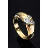 GG/WG 750 ring with diamond (approx. 0.11ct/VSI/W) in frame setting, 5.7g, size 54