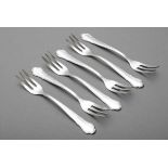 6 Cake forks "Chippendale", Gustav Haegermann, silver 800, 151g, l. 15,5cm