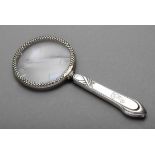 Small art nouveau magnifier with silver 800 handle and monogram "JP", l. 14cm