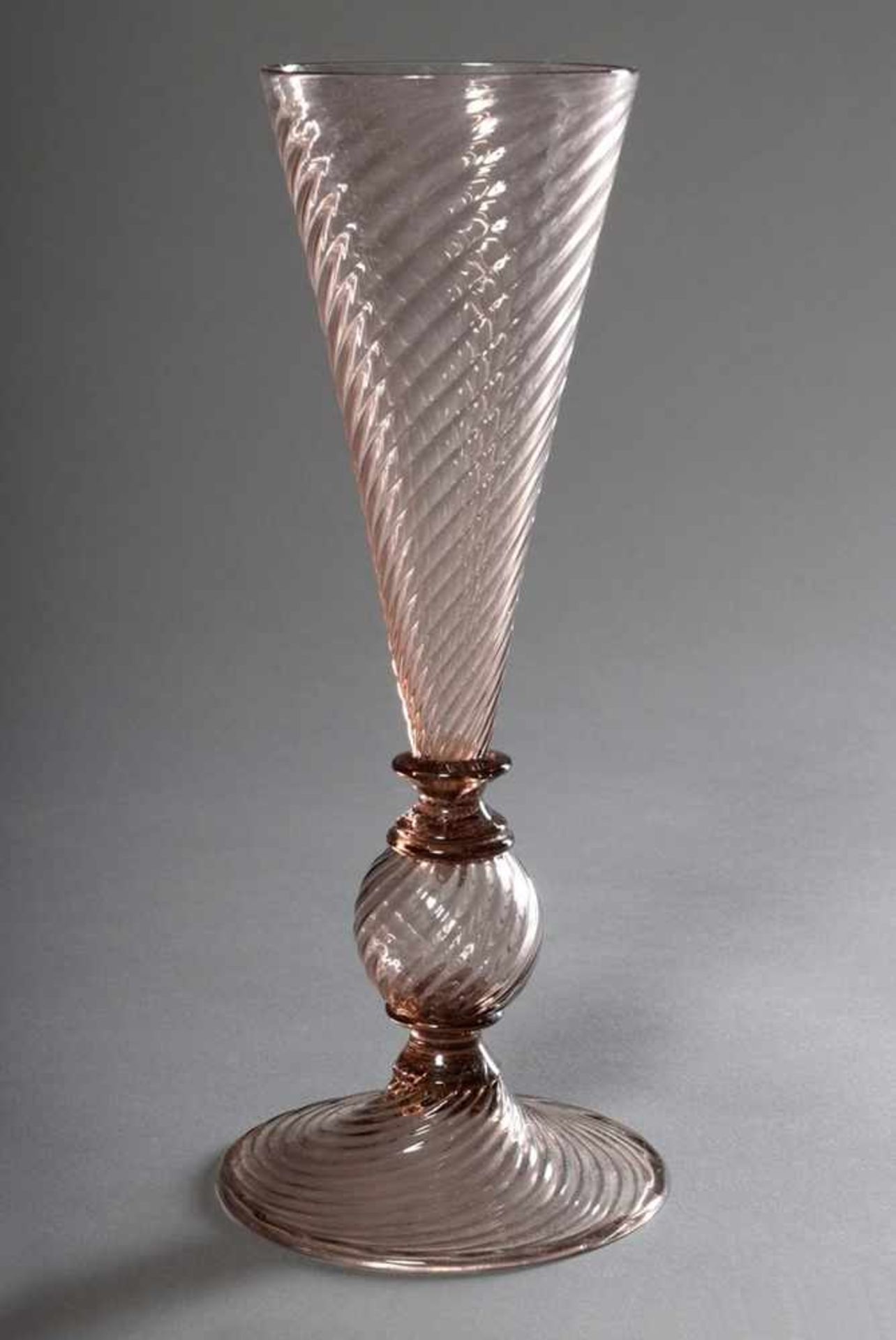 Purple Venini glass with twisted body and baluster, h. 23cm