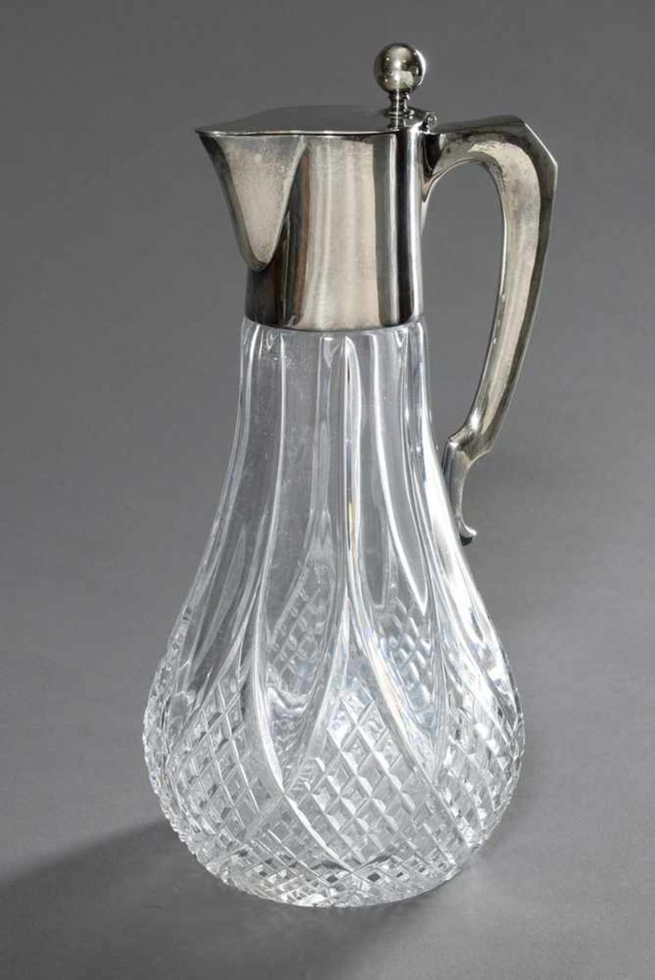 Crystal bar jug with silver 800 mount, Koch & Bergfeld, h. 29cm