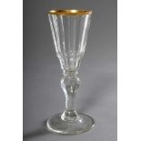 Plain rococo glass with facetted wall and gold rim, h. 15cm