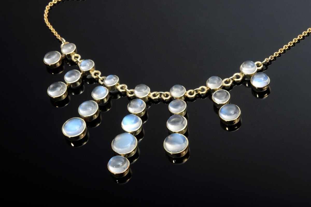 Radiant GG 585 necklace with moonstone cabochons, 20,5g, l. 47cm - Image 2 of 3