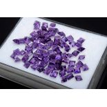 83 Carree cut amethysts (total approx. 49.4ct/5x5mm), medium quality