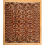 Tekke hearth carpet, early 20th century, 130x112cm, faded
