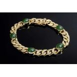 GG 585 flat armoured bracelet with 5 oval nephrite cabochons, 40,15g, l. 19,5cm