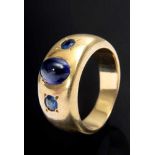 Solid GG 900 band ring with 3 sapphires, 11,6g, size 53